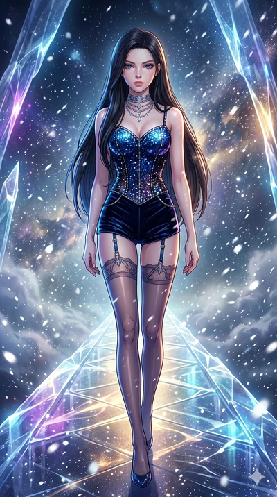 score_9, masterpiece, best quality, ultra-detailed, high-budget anime movie keyframe, cinematic anime lighting, intricate line art, Caucasian (strictly human ears) woman. Dynamic full-body shot stretching the vertical silhouette across the 9:16 frame