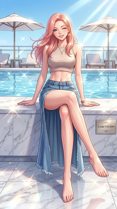 score_9, masterpiece, best quality, ultra-detailed, high-budget anime keyframe, vibrant anime aesthetic, Japanese woman. low angle full-body shot from head to toe showing her feet, filling the entire 9:16 vertical frame with her statuesque presence, 