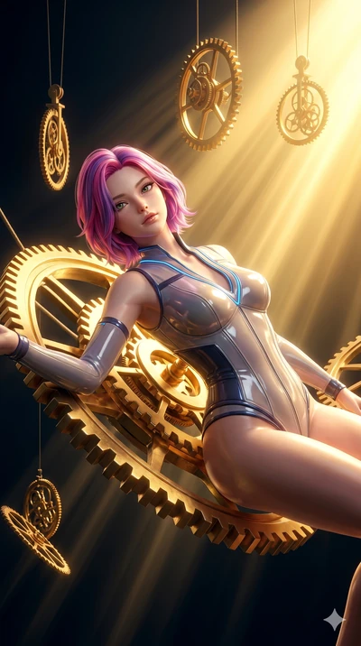 score_9, masterpiece, best quality, ultra-detailed, high-budget anime keyframe, semi-realistic 3D game render, Caucasian woman, strictly human ears. Upper body close-up from the thighs up, character filling the screen for maximum presence. She is int