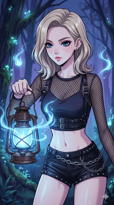 score_9, masterpiece, best quality, ultra-detailed, High-budget Anime Keyframe, beautiful Caucasian anime girl (strictly human ears). Upper body close-up from the thighs up, character filling the screen for maximum presence. Trapping swirling blue sp