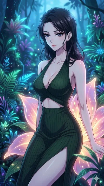 score_9, masterpiece, best quality, ultra-detailed, High-budget Anime Keyframe, vibrant colors, fluid line-art, expressive lighting, cinematic composition, Ufotable-style visual effects, top-tier animation quality, Japanese woman with delicate and el