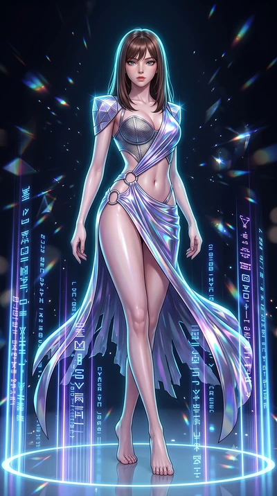 score_9, masterpiece, best quality, ultra-detailed, high-budget anime keyframe, editorial fashion photography, tasteful artistic composition, Korean woman. low angle full-body shot from head to toe showing her feet, filling the entire 9:16 vertical f