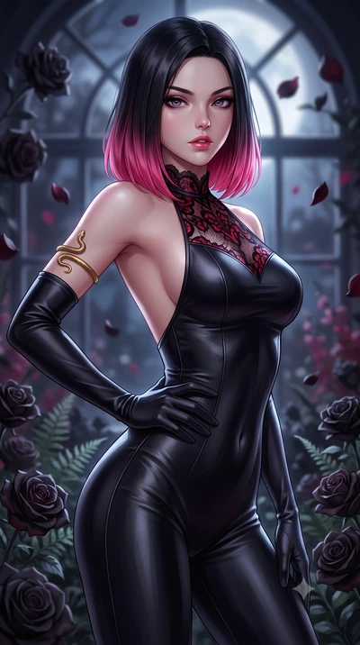 score_9, masterpiece, best quality, ultra-detailed, high-budget anime keyframe, semi-realistic 3D game render, editorial fashion photography, tasteful artistic composition, Korean woman. close-up cowboy shot from the waist and thighs up, the characte