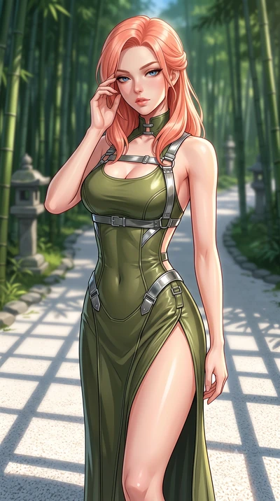 score_9, masterpiece, best quality, ultra-detailed, high-budget anime keyframe, editorial fashion photography, tasteful artistic composition, Japanese woman. close-up cowboy shot from the waist and thighs up, the character dominates the composition, 