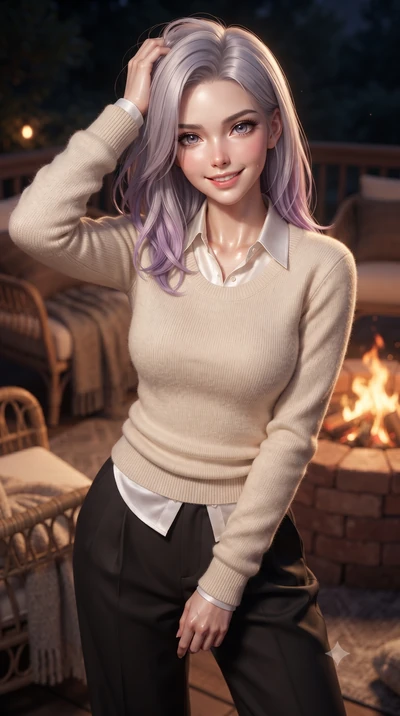 score_9, masterpiece, best quality, ultra-detailed, high-budget anime keyframe, editorial fashion photography, tasteful artistic composition, Caucasian woman. close-up cowboy shot from the waist and thighs up, the character dominates the composition,