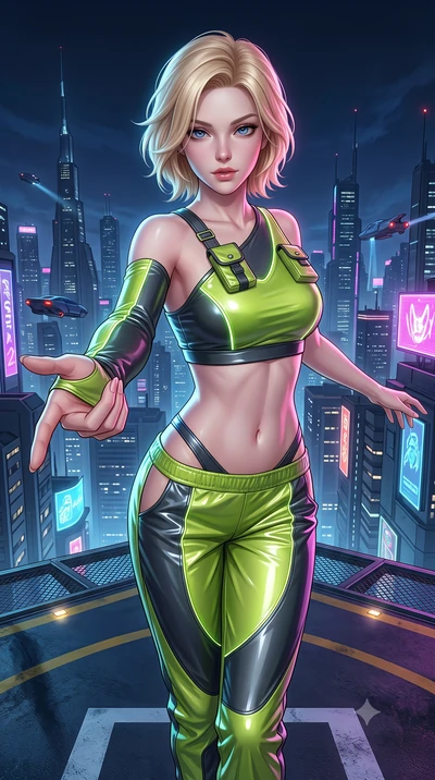 score_9, masterpiece, best quality, ultra-detailed, high-budget anime keyframe, semi-realistic 3D game render, editorial fashion photography, tasteful artistic composition, Caucasian woman. close-up cowboy shot from the waist and thighs up, the chara