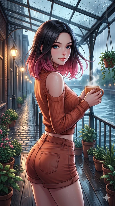 score_9, masterpiece, best quality, ultra-detailed, high-budget anime keyframe, vibrant anime aesthetic, Korean woman. close-up cowboy shot from the waist and thighs up, the character dominates the composition, filling the frame with her large presen