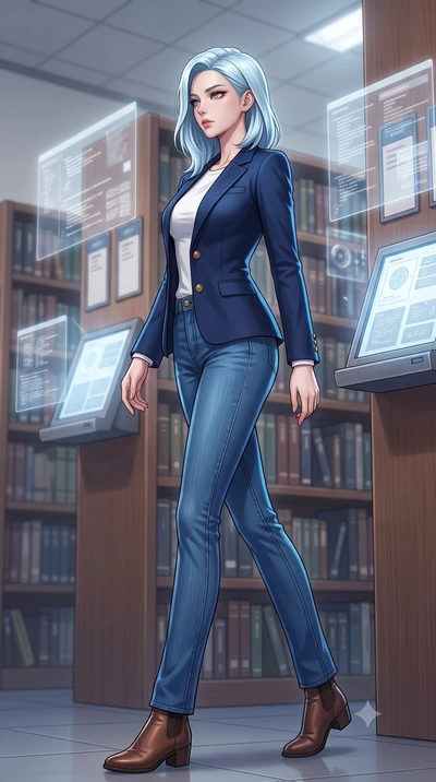 score_9, masterpiece, best quality, ultra-detailed, high-budget anime keyframe, tasteful artistic composition, Korean woman. low angle full-body shot from head to toe showing her feet, filling the entire 9:16 vertical frame with her statuesque presen