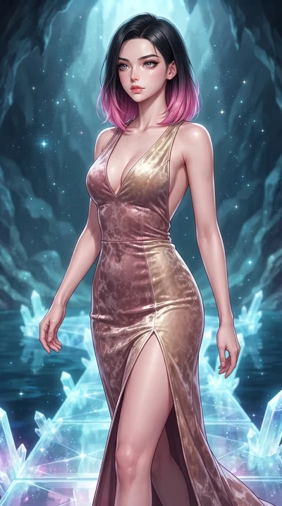score_9, masterpiece, best quality, ultra-detailed, high-budget anime keyframe, editorial fashion photography, tasteful artistic composition, Korean woman. close-up cowboy shot from the waist and thighs up, the character dominates the composition, fi