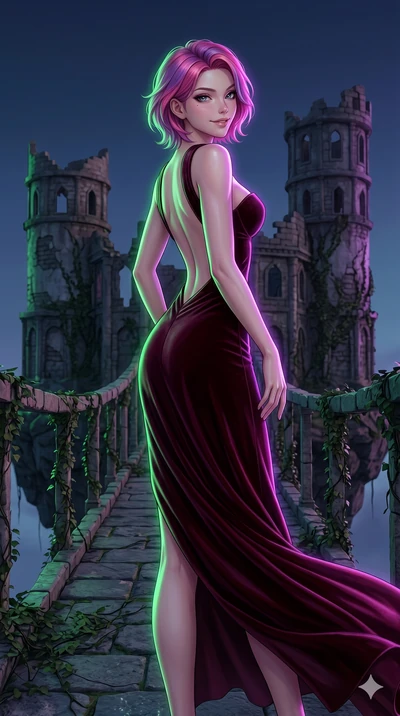 score_9, masterpiece, best quality, ultra-detailed, high-budget anime keyframe, editorial fashion photography, tasteful artistic composition, Caucasian woman, strictly human ears. cowboy shot from the thighs up, character and outfit filling the frame