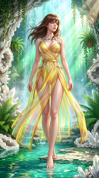 score_9, masterpiece, best quality, ultra-detailed, high-budget anime keyframe, semi-realistic 3D game render, editorial fashion photography, tasteful artistic composition, Korean woman. low angle full-body shot from head to toe showing her feet, fil