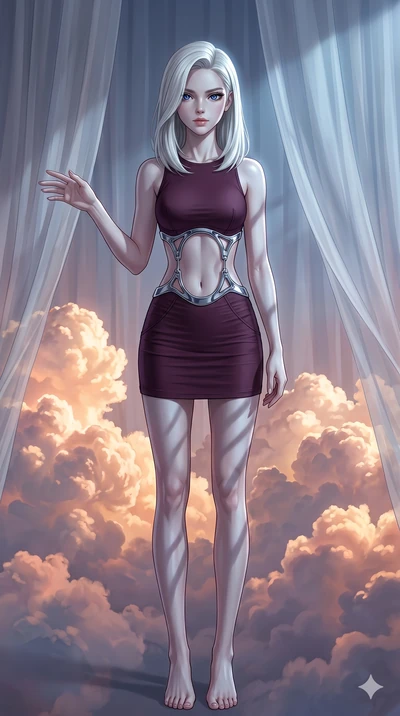 score_9, masterpiece, best quality, ultra-detailed, high-budget anime keyframe, editorial fashion photography, tasteful artistic composition, Caucasian woman, strictly human ears. cowboy shot from the thighs up, character and outfit filling the frame