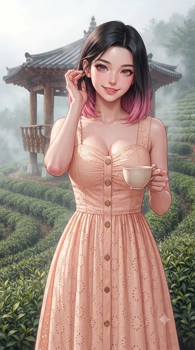 score_9, masterpiece, best quality, ultra-detailed, high-budget anime keyframe, editorial fashion photography, tasteful artistic composition, Korean woman. close-up cowboy shot from the waist and thighs up, the character dominates the composition, fi