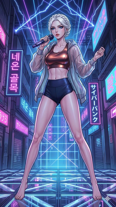 score_9, masterpiece, best quality, ultra-detailed, high-budget anime movie keyframe, cinematic anime lighting, intricate line art, Caucasian (strictly human ears) woman. Low angle cowboy shot filling the entire 9:16 frame with her statuesque presenc
