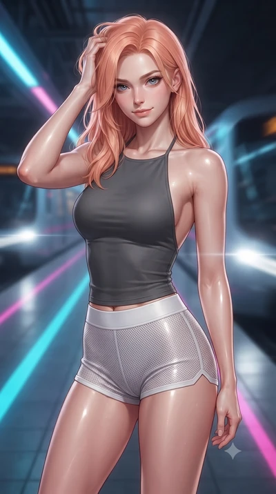 score_9, masterpiece, best quality, ultra-detailed, high-budget anime keyframe, editorial fashion photography, tasteful artistic composition, Japanese woman. close-up cowboy shot from the waist and thighs up, the character dominates the composition, 