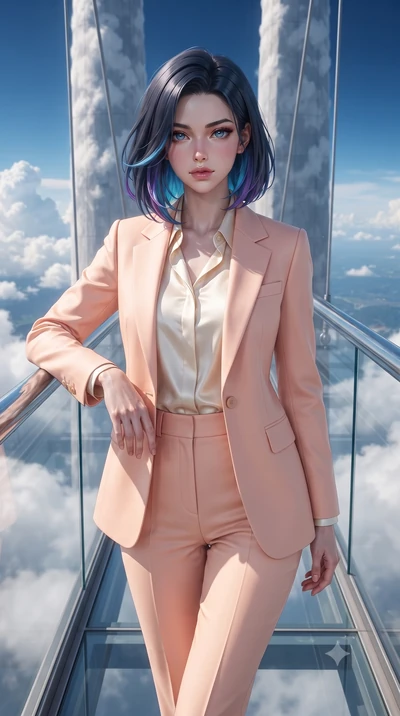 score_9, masterpiece, best quality, ultra-detailed, high-budget anime keyframe, editorial fashion photography, tasteful artistic composition, Caucasian woman, strictly human ears. close-up cowboy shot from the waist and thighs up, the character domin