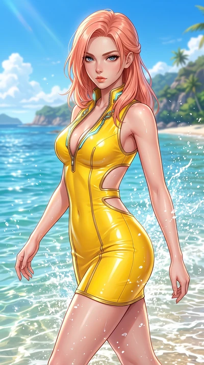 score_9, masterpiece, best quality, ultra-detailed, high-budget anime keyframe, semi-realistic 3D game render, editorial fashion photography, tasteful artistic composition, Japanese woman. close-up cowboy shot from the waist and thighs up, the charac