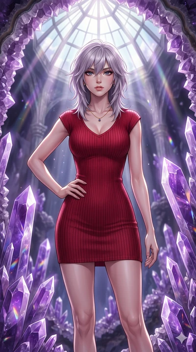 score_9, masterpiece, best quality, ultra-detailed, high-budget anime keyframe, editorial fashion photography, tasteful artistic composition, Japanese woman. cowboy shot from the thighs up, character and outfit filling the frame for maximum editorial