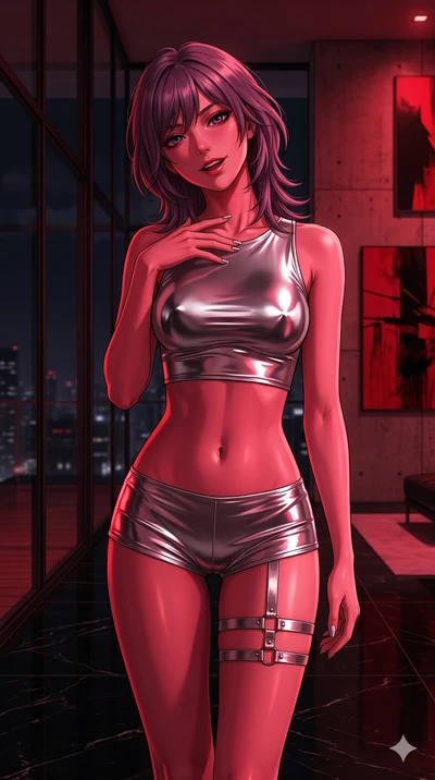 score_9, masterpiece, best quality, ultra-detailed, high-budget anime keyframe, editorial fashion photography, tasteful artistic composition, Japanese woman. cowboy shot from the thighs up, character and outfit filling the frame for maximum editorial