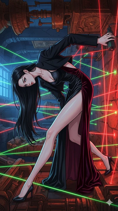 score_9, masterpiece, best quality, ultra-detailed, high-budget anime movie keyframe, cinematic anime lighting, intricate line art, Japanese woman. Dynamic full-body shot stretching the vertical silhouette with extreme perspective. navigating a field