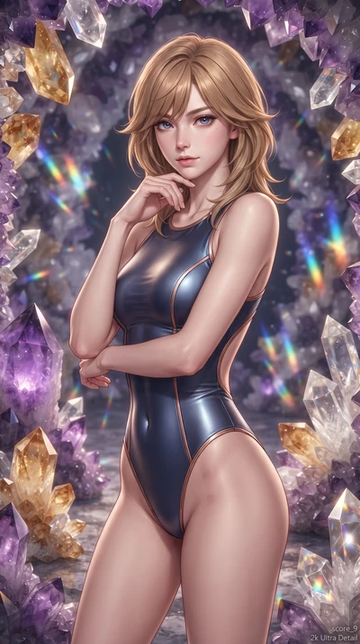 score_9, masterpiece, best quality, ultra-detailed, high-budget anime keyframe, editorial fashion photography, tasteful artistic composition, Korean woman. close-up cowboy shot from the waist and thighs up, the character dominates the composition, fi