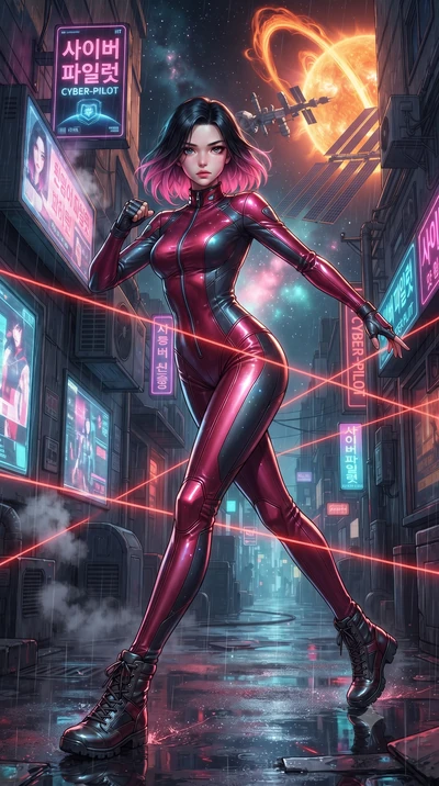 score_9, masterpiece, best quality, ultra-detailed, high-budget anime keyframe, editorial fashion photography, tasteful artistic composition, realistic cosplay photography, Korean woman. low angle full-body shot from head to toe showing her feet, fil