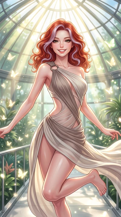 score_9, masterpiece, best quality, ultra-detailed, high-budget anime keyframe, editorial fashion photography, tasteful artistic composition, Caucasian woman. close-up cowboy shot from the waist and thighs up, the character dominates the composition,