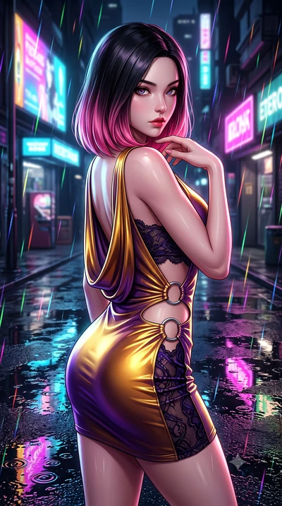 score_9, masterpiece, best quality, ultra-detailed, high-budget anime keyframe, semi-realistic 3D game render, editorial fashion photography, tasteful artistic composition, Korean woman. close-up cowboy shot from the waist and thighs up, the characte