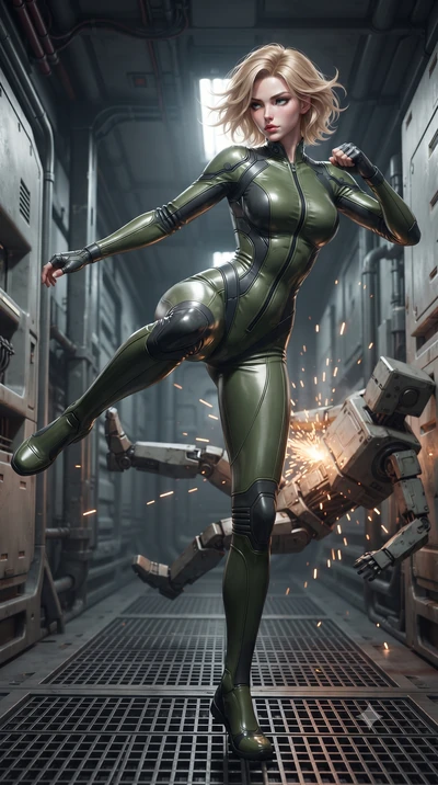 score_9, masterpiece, best quality, ultra-detailed, high-budget anime keyframe, editorial fashion photography, tasteful artistic composition, realistic cosplay photography, Caucasian woman, strictly human ears. low angle full-body shot from head to t