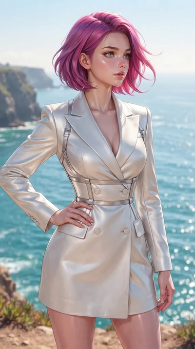 score_9, masterpiece, best quality, ultra-detailed, high-budget anime keyframe, editorial fashion photography, tasteful artistic composition, Caucasian woman. close-up cowboy shot from the waist and thighs up, the character dominates the composition,