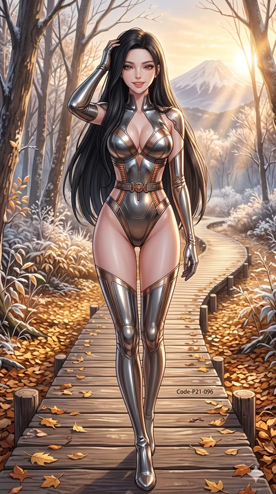 score_9, masterpiece, best quality, ultra-detailed, high-budget anime keyframe, vibrant anime aesthetic, Korean woman. cowboy shot from the thighs up, character and outfit filling the frame for maximum presence. She is posing with a warm, inviting sm