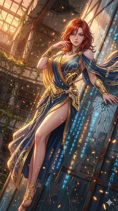 score_9, masterpiece, best quality, ultra-detailed, Set A: High-budget Anime Keyframe, Caucasian (human ears) woman. Upper body close-up from the thighs up, character filling the screen for maximum presence. Theme: Ethereal Dream. sliding down a glas
