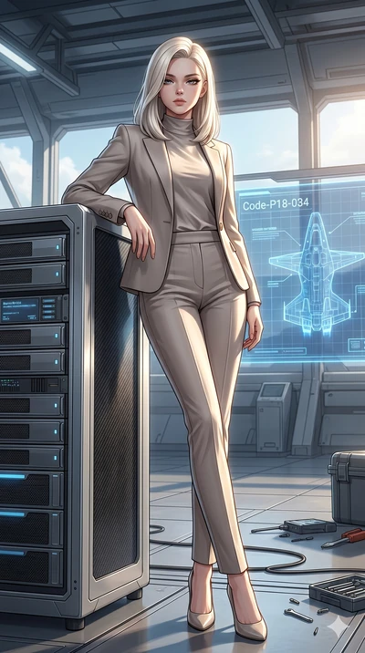 score_9, masterpiece, best quality, ultra-detailed, high-budget anime keyframe, editorial fashion photography, tasteful artistic composition, Caucasian woman, strictly human ears. low angle full-body shot from head to toe showing her feet, filling th