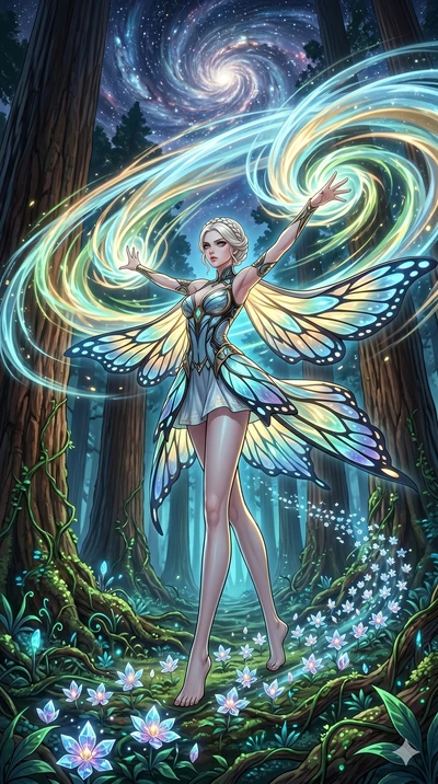 score_9, masterpiece, best quality, ultra-detailed, Set A: High-budget Anime Keyframe, Caucasian (human ears) woman. Low angle cowboy shot filling the entire 9:16 frame with her statuesque presence. Theme: Primal Nature. unleashing a massive energy w