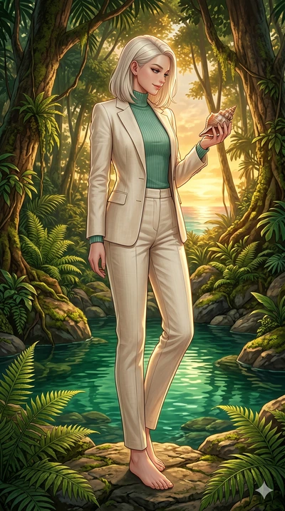score_9, masterpiece, best quality, ultra-detailed, high-budget anime keyframe, editorial fashion photography, tasteful artistic composition, Caucasian woman, strictly human ears. low angle full-body shot from head to toe showing her feet, filling th