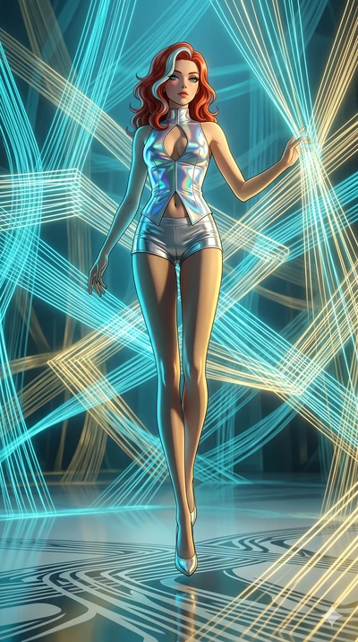 score_9, masterpiece, best quality, ultra-detailed, high-budget anime keyframe, Caucasian woman, strictly human ears. low angle full-body shot filling the entire 9:16 frame with her statuesque presence, stretching the vertical silhouette. floating su