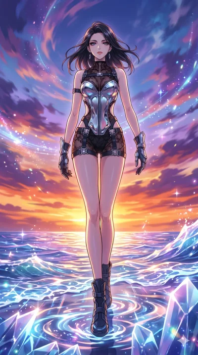 score_9, masterpiece, best quality, ultra-detailed, High-budget Anime Keyframe, vibrant colors, fluid line-art, expressive lighting, cinematic composition, Ufotable-style visual effects, top-tier animation quality, Japanese woman with delicate and el
