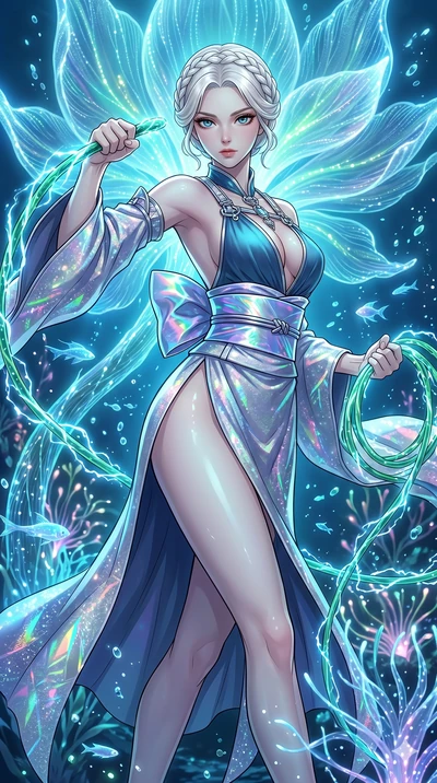 score_9, masterpiece, best quality, ultra-detailed, High-budget Anime Keyframe, vibrant colors, fluid line-art, expressive lighting, cinematic composition, Ufotable-style visual effects, top-tier animation quality, Japanese woman with delicate and el