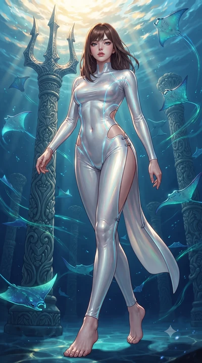 score_9, masterpiece, best quality, ultra-detailed, high-budget anime keyframe, editorial fashion photography, tasteful artistic composition, Korean woman. low angle full-body shot from head to toe showing her feet, filling the entire 9:16 vertical f