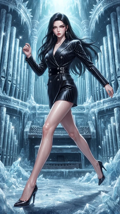 score_9, masterpiece, best quality, ultra-detailed, high-budget anime keyframe, editorial fashion photography, tasteful artistic composition, Korean woman. low angle full-body shot from head to toe showing her feet, filling the entire 9:16 vertical f