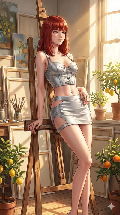 score_9, masterpiece, best quality, ultra-detailed, high-budget anime keyframe, editorial fashion photography, tasteful artistic composition, Caucasian woman, strictly human ears. cowboy shot from the thighs up, character and outfit filling the frame