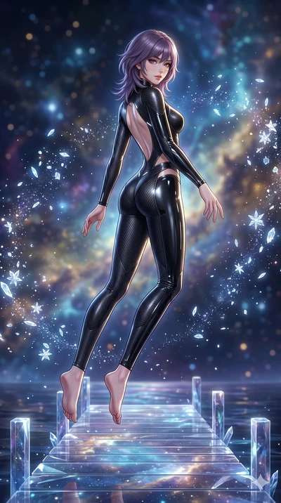 score_9, masterpiece, best quality, ultra-detailed, high-budget anime keyframe, editorial fashion photography, tasteful artistic composition, Japanese woman. low angle full-body shot from head to toe showing her feet, filling the entire 9:16 vertical