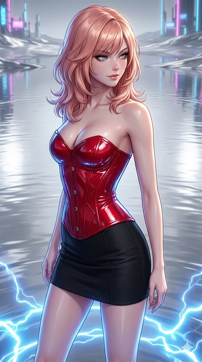 score_9, masterpiece, best quality, ultra-detailed, high-budget anime keyframe, editorial fashion photography, tasteful artistic composition, Japanese woman. cowboy shot from the thighs up, character and outfit filling the frame for maximum editorial