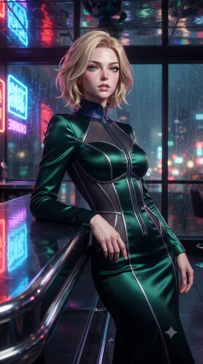 score_9, masterpiece, best quality, ultra-detailed, high-budget anime keyframe, editorial fashion photography, tasteful artistic composition, Caucasian woman. close-up cowboy shot from the waist and thighs up, the character dominates the composition,