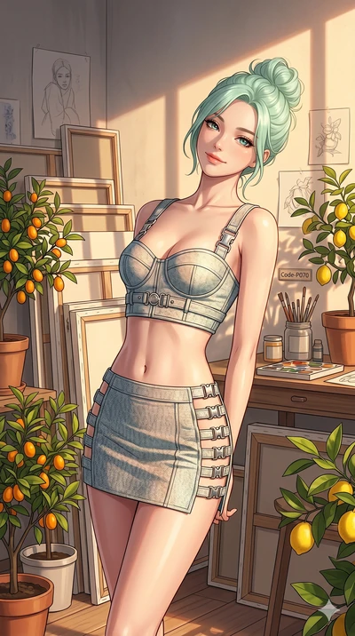 score_9, masterpiece, best quality, ultra-detailed, high-budget anime keyframe, editorial fashion photography, tasteful artistic composition, Japanese woman. cowboy shot from the thighs up, character and outfit filling the frame for maximum editorial