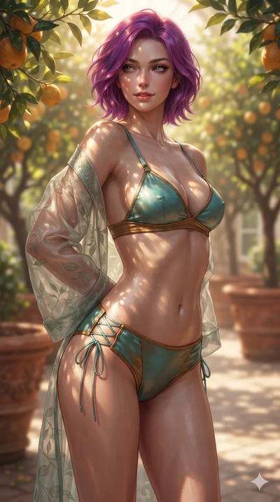 Caucasian woman. close-up cowboy shot from the waist and thighs up, the character dominates the composition,.