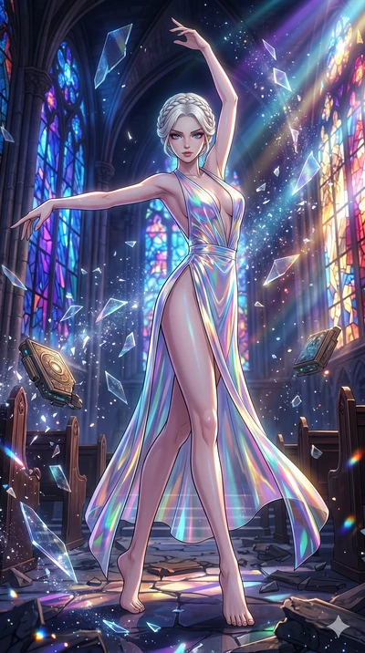 score_9, masterpiece, best quality, ultra-detailed, high-budget anime movie keyframe, cinematic anime lighting, intricate line art, Caucasian (strictly human ears) woman. Dynamic full-body shot stretching the vertical silhouette across the 9:16 frame