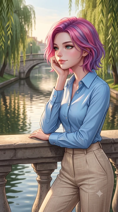 score_9, masterpiece, best quality, ultra-detailed, high-budget anime keyframe, editorial fashion photography, tasteful artistic composition, Caucasian woman woman. close-up cowboy shot from the waist and thighs up, the character dominates the compos