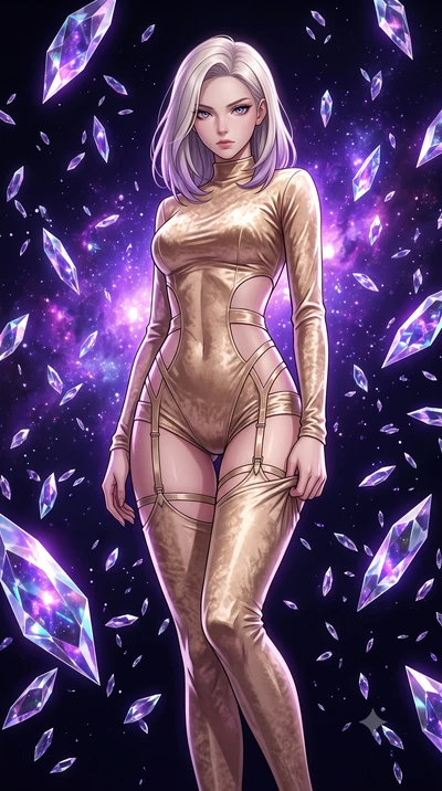 score_9, masterpiece, best quality, ultra-detailed, High-budget Anime Keyframe, Caucasian woman, strictly human ears. Dynamic full-body shot stretching the vertical silhouette to the limit. Scenario 401: adjusting her thigh-high stocking near a dark 