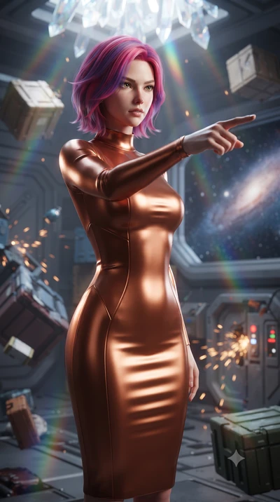 score_9, masterpiece, best quality, ultra-detailed, high-budget anime keyframe, editorial fashion photography, tasteful artistic composition, realistic cosplay photography, Caucasian woman, strictly human ears. close-up cowboy shot from the waist and